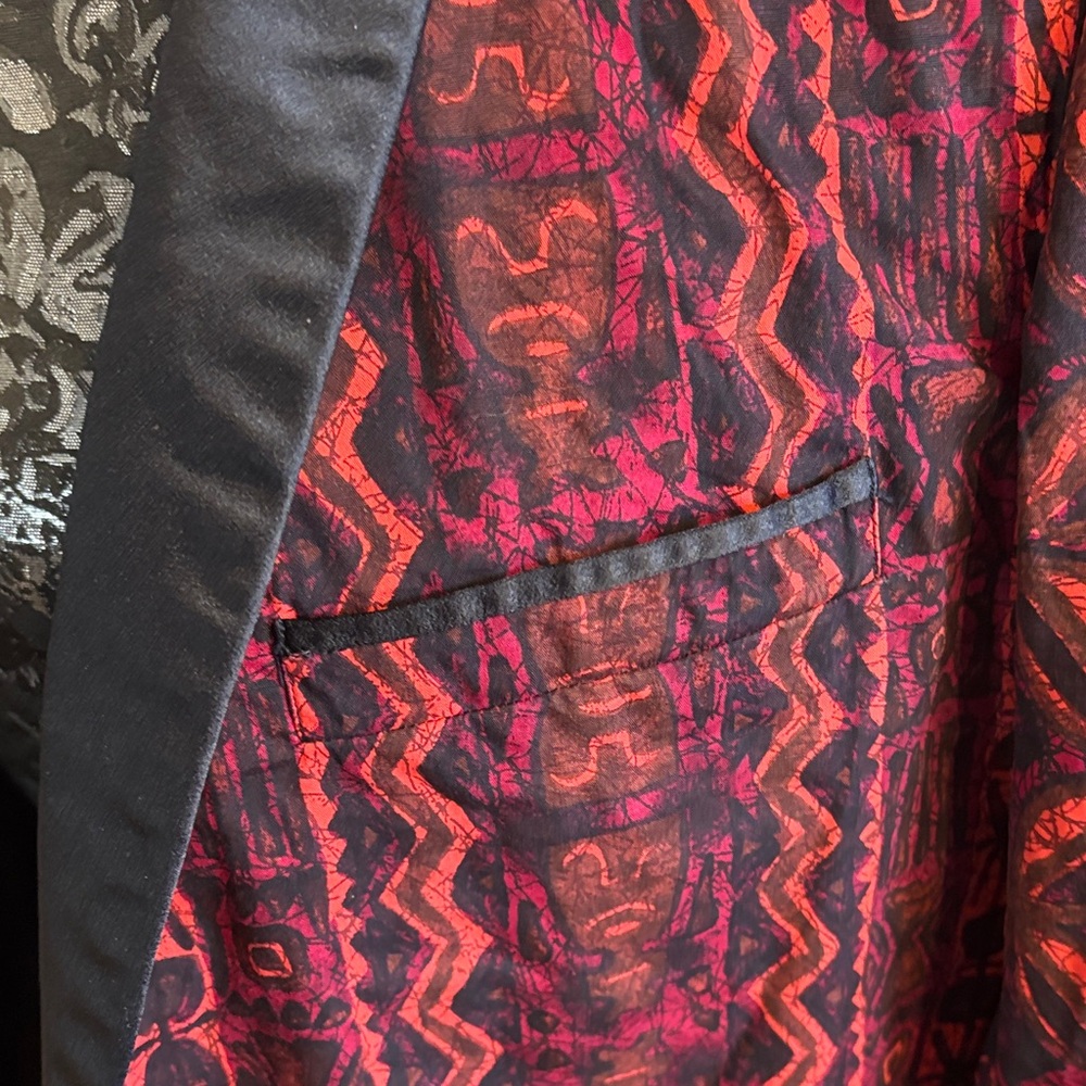 Men’s Red Patterned Jacket, S - Picture 3 of 5